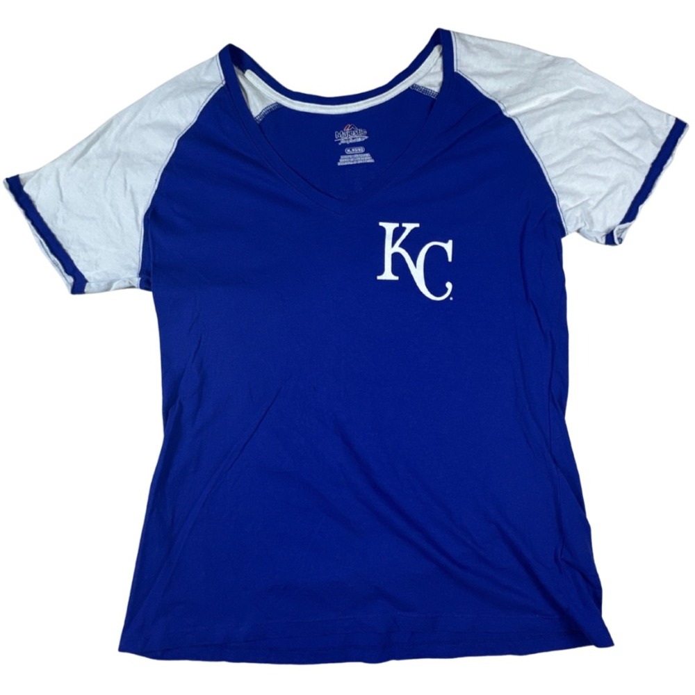 Majestic KC Royals Mike Moustakas #8‎ Women's Size XL Jersey Style T-Shirt